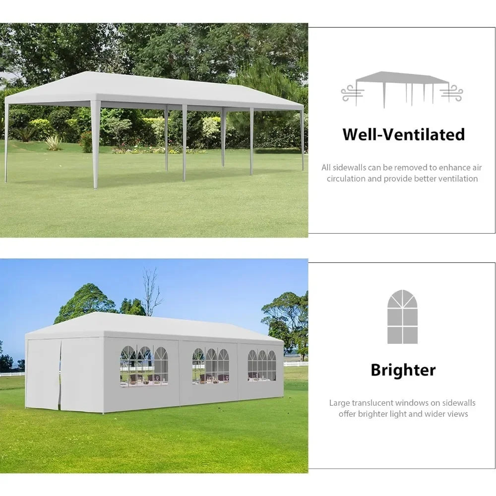 10'x30' Outdoor Canopy Tent Patio Camping Gazebo Shelter Pavilion Cater Party Wedding BBQ Events Tent W/Removable Sidewalls Home