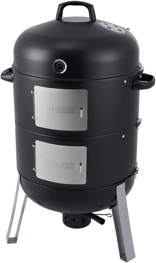 20.5 Inch Vertical Charcoal Smoker and Grill Combo, Heavy-Duty BBQ Smokers