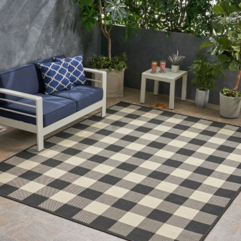 Square Geometric Style Weave Outdoor Area-Rug